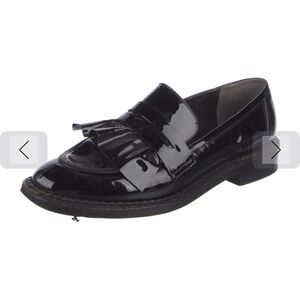 Robert Clergerie Black Patent Leather Ruffled Loafers